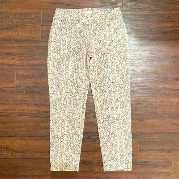 Loft beige patterned Marisa cropped pants - Picture 1 of 6